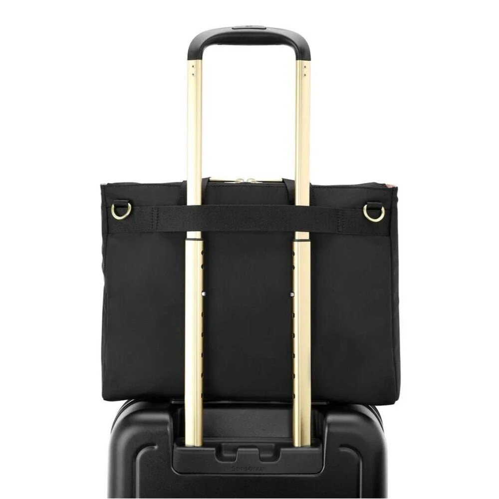 Samsonite Black Briefcase Gold MOBILE SOLUTION 2 CONVERTIBLE SLIM BRIEF, bag